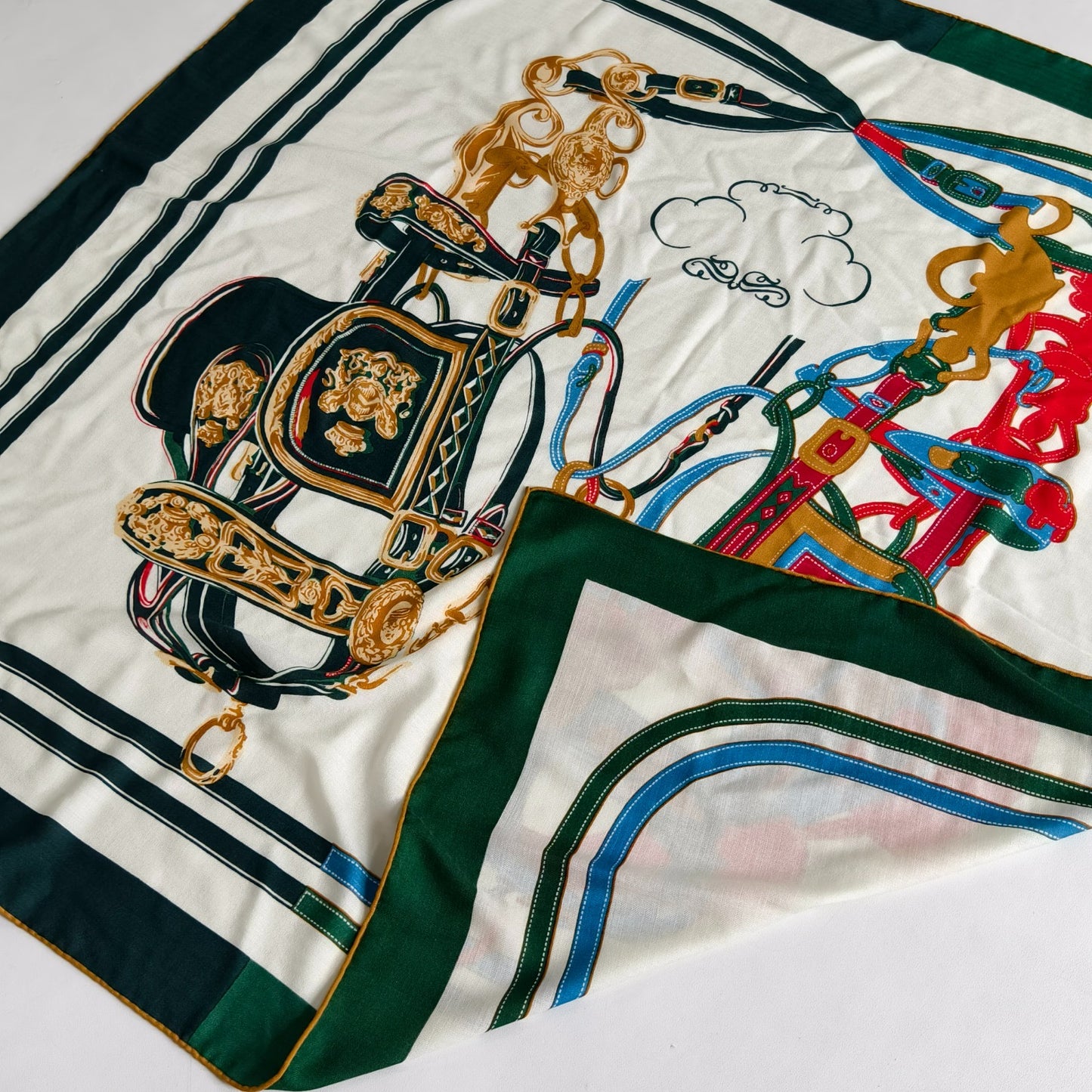 Royal Horse Scarf Green/Beige