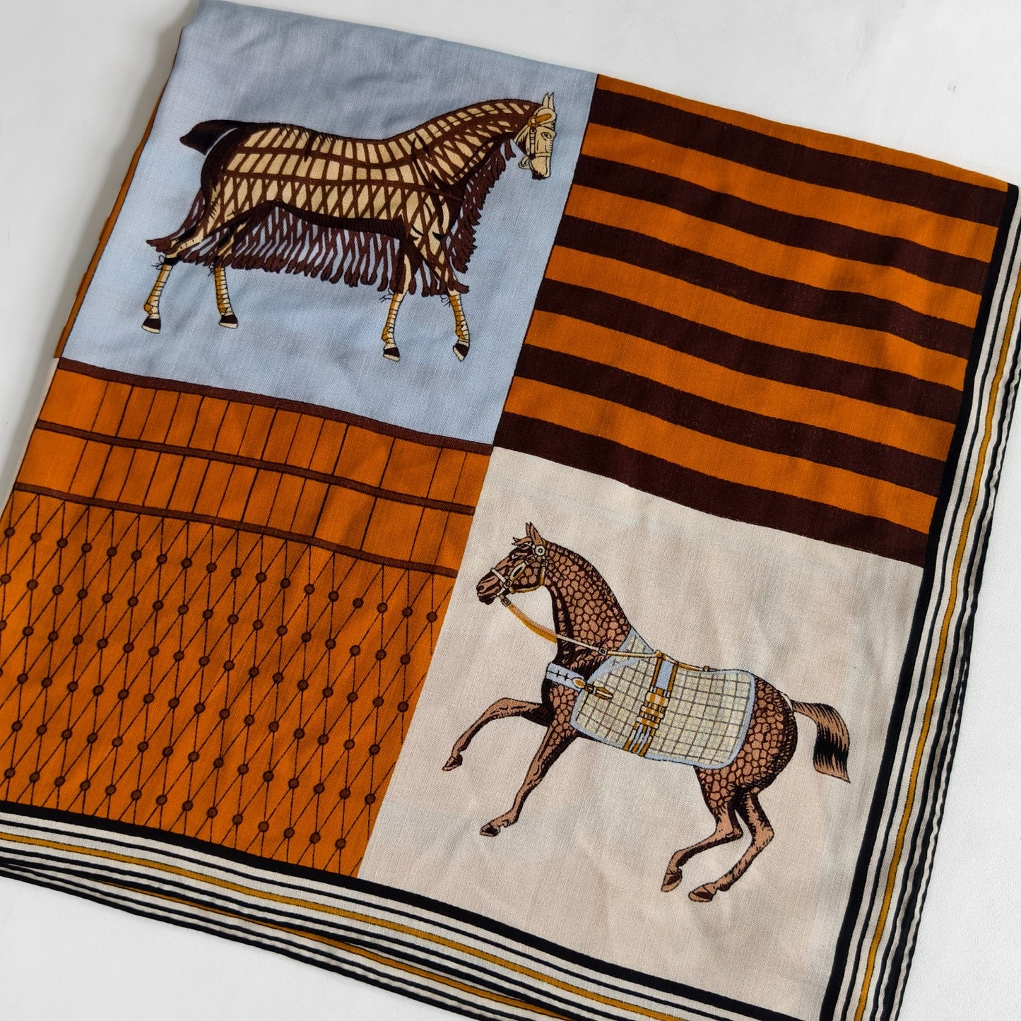 Royal Horse Scarf Orange/Beige/Blue