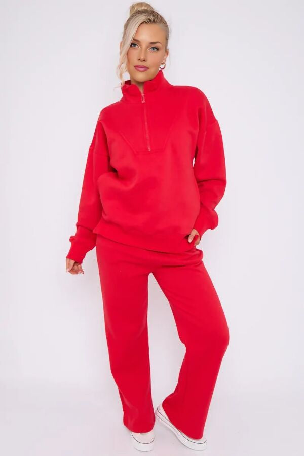 Straight sweatpants sett Rautt