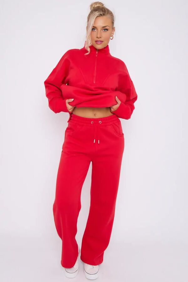 Straight sweatpants sett Rautt