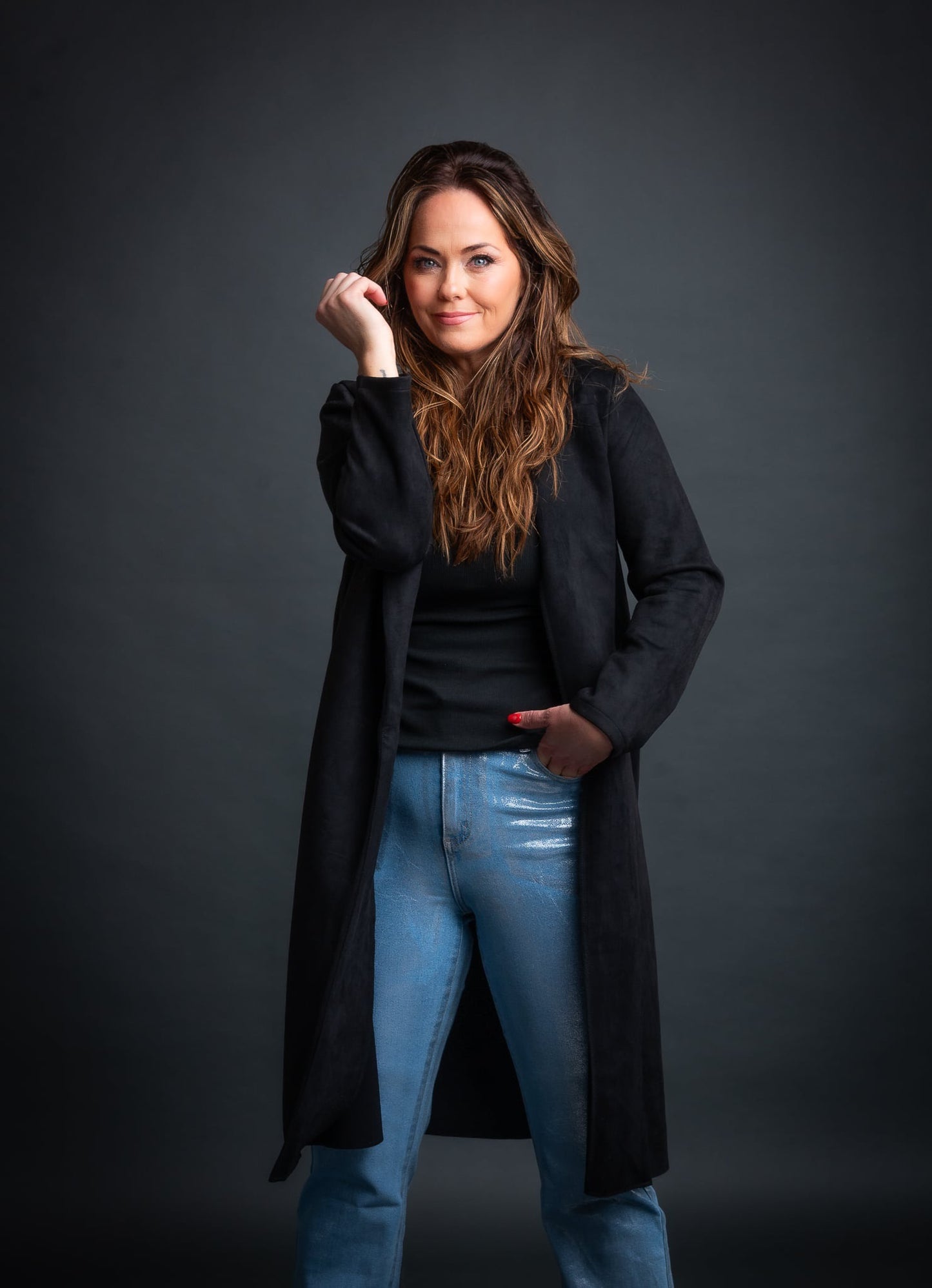 Vegan Suede Trenchcoat Black