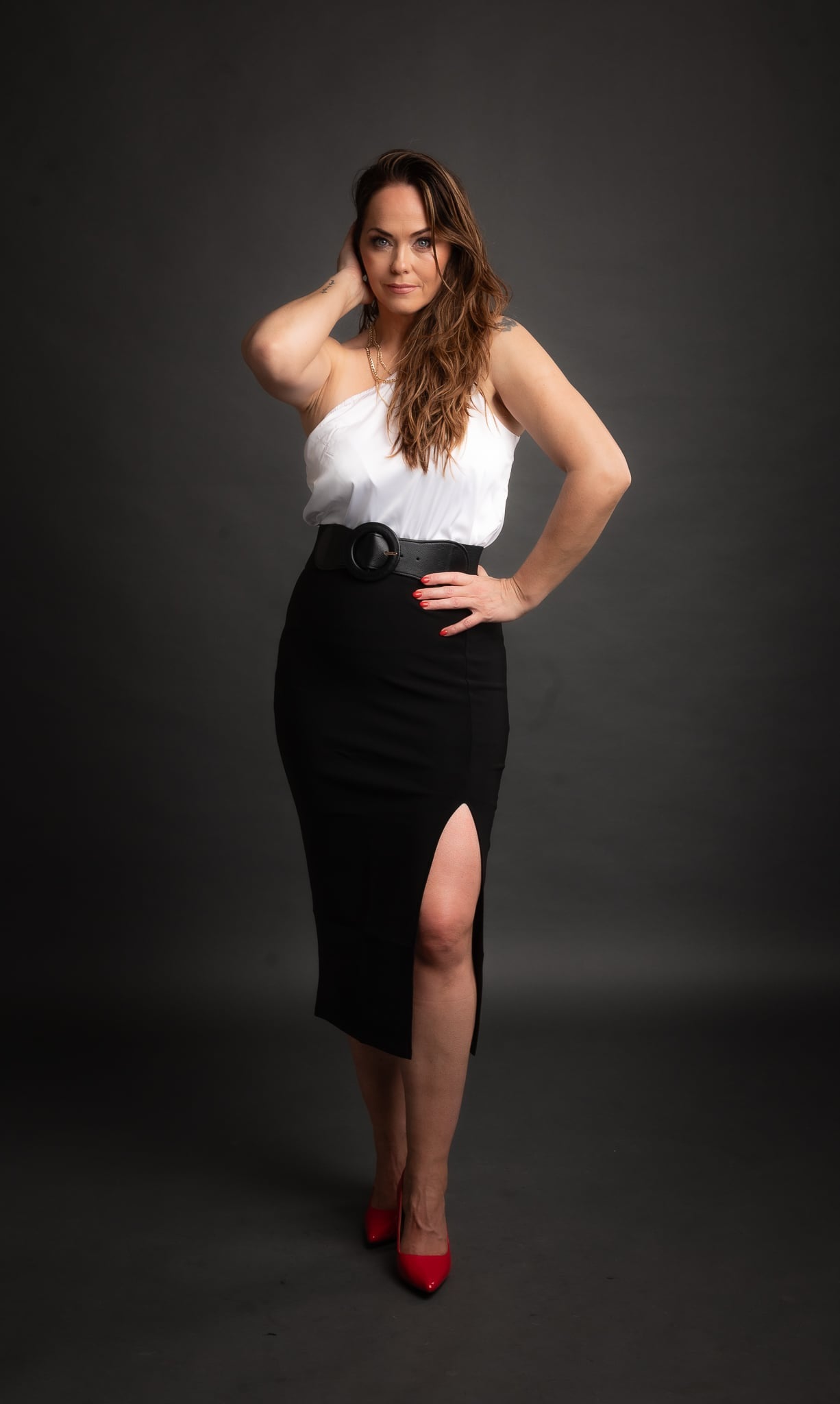 Toppur Hvítur One Shoulder