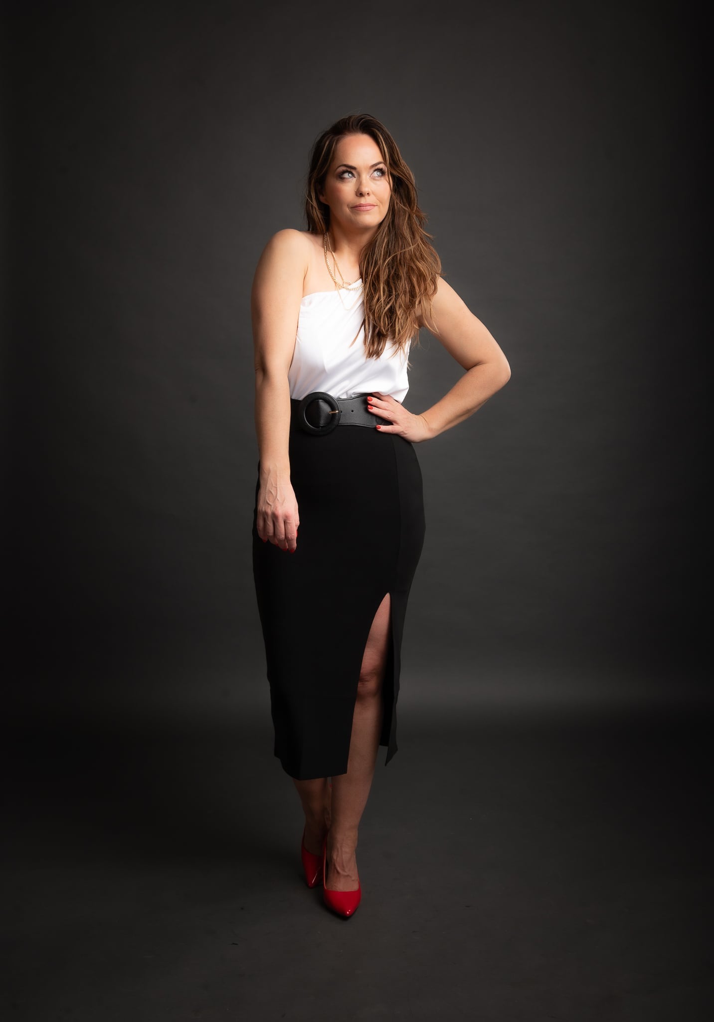 Toppur Hvítur One Shoulder