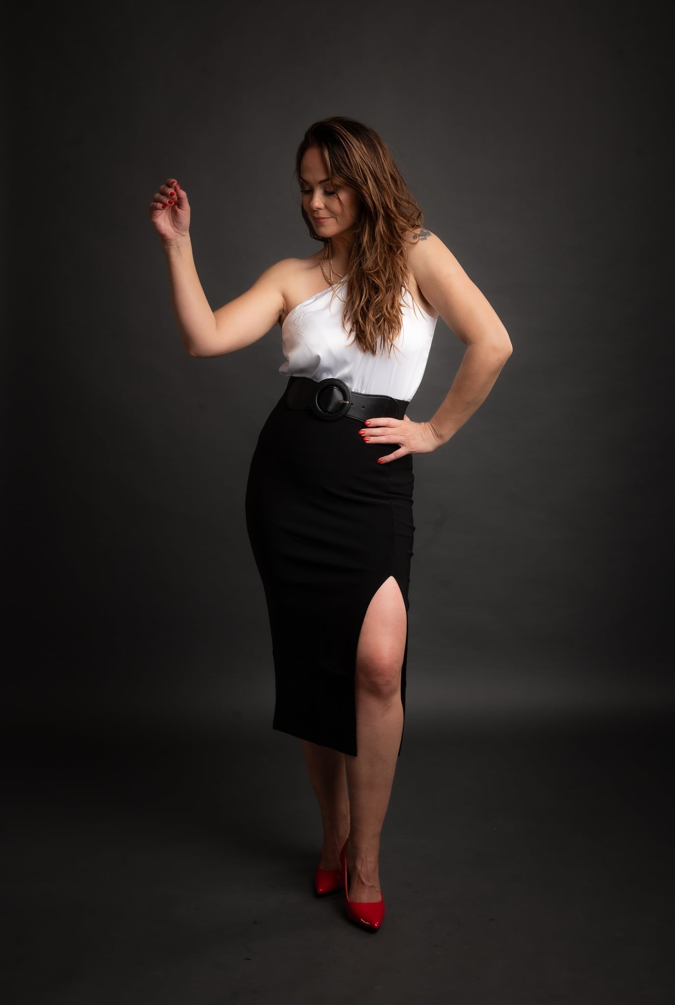 Toppur Hvítur One Shoulder