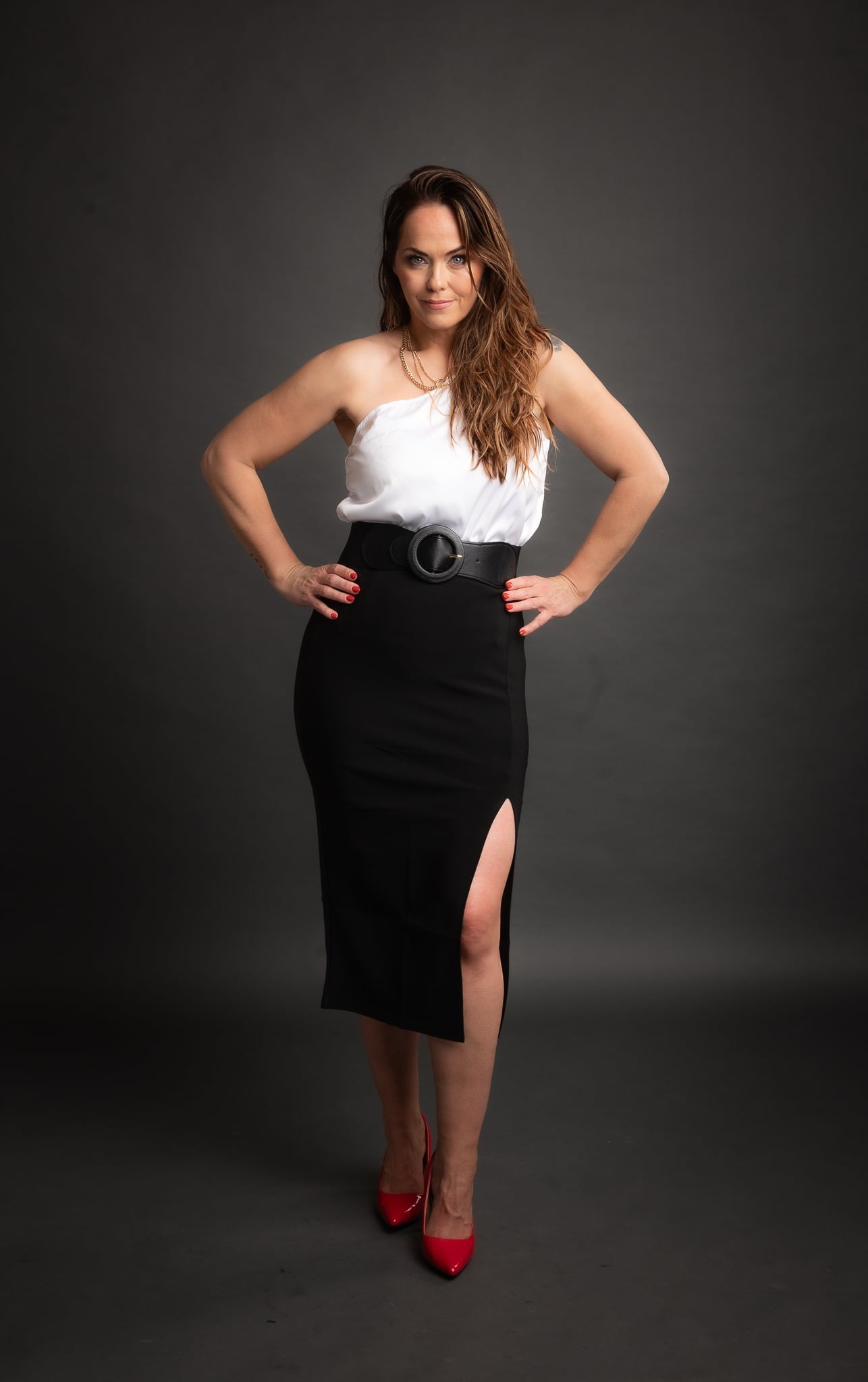 Toppur Hvítur One Shoulder