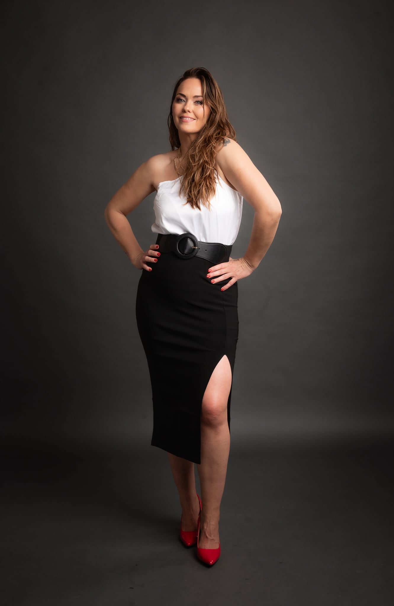 Toppur Hvítur One Shoulder