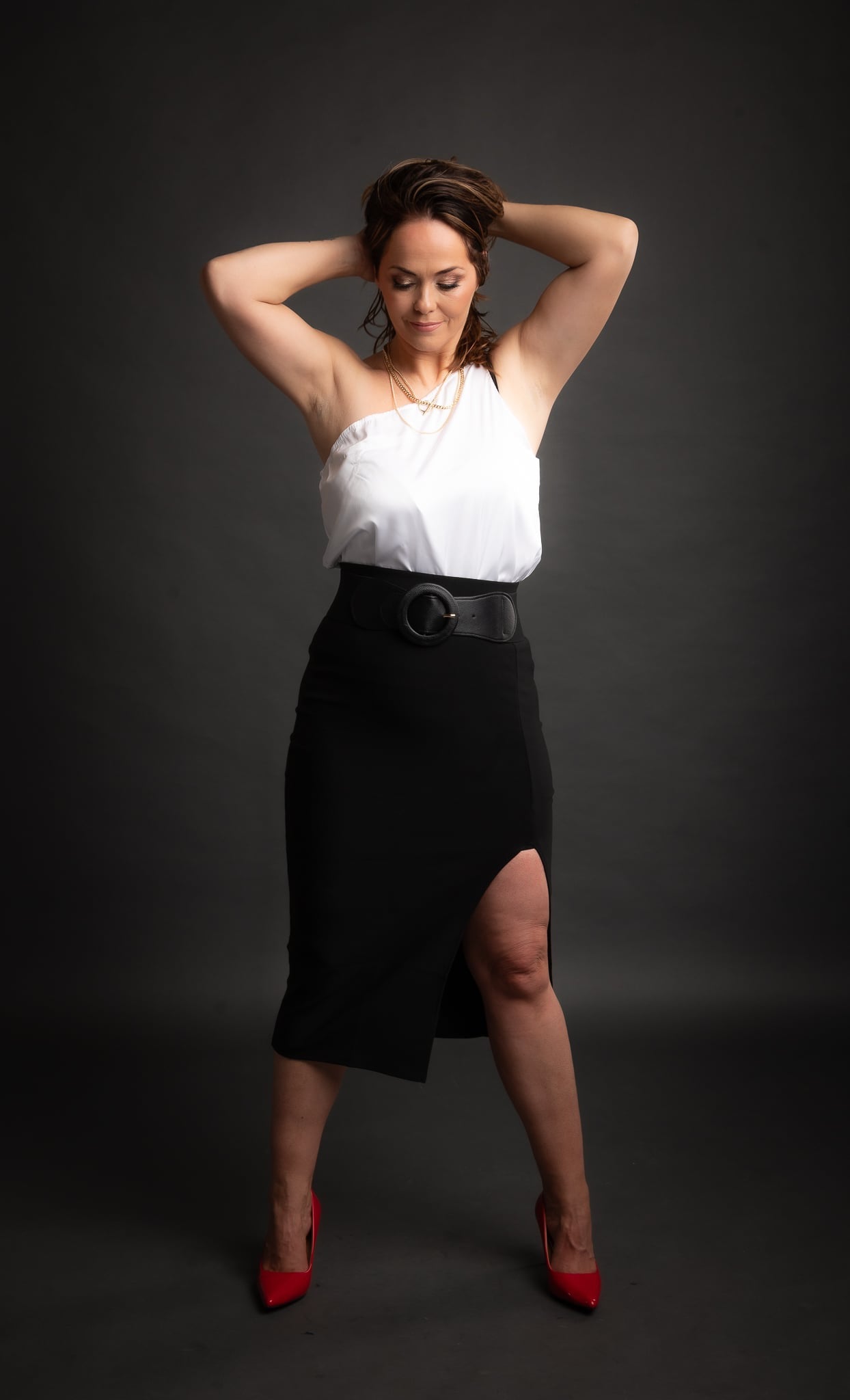 Toppur Hvítur One Shoulder