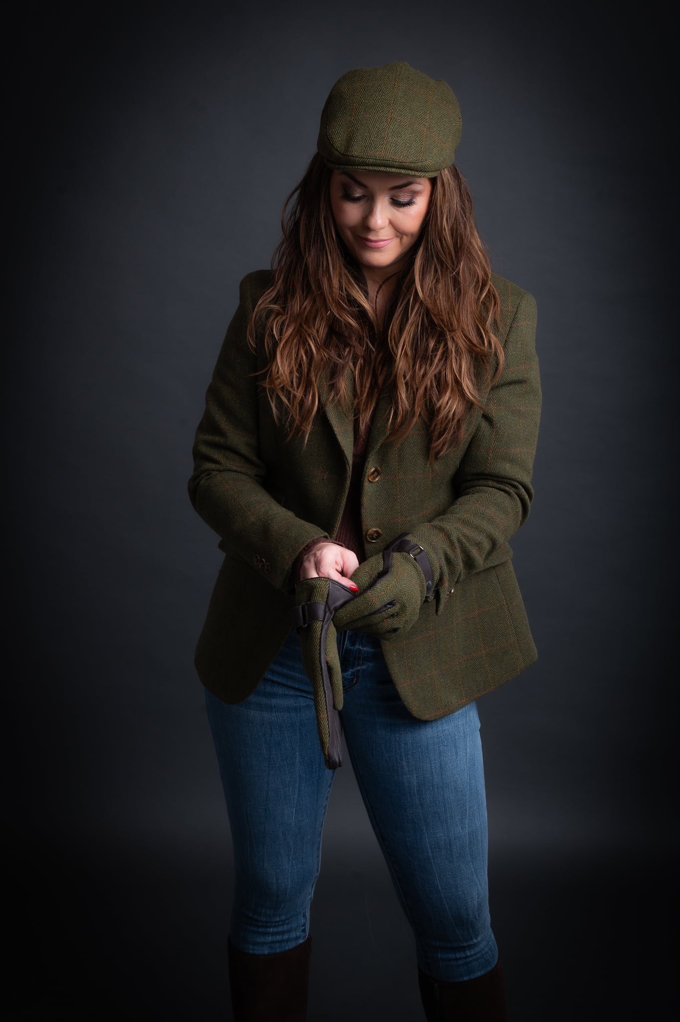 Blazer Derby Tweed Dark Sage. Walker and Hawkes – Ladies Mayland