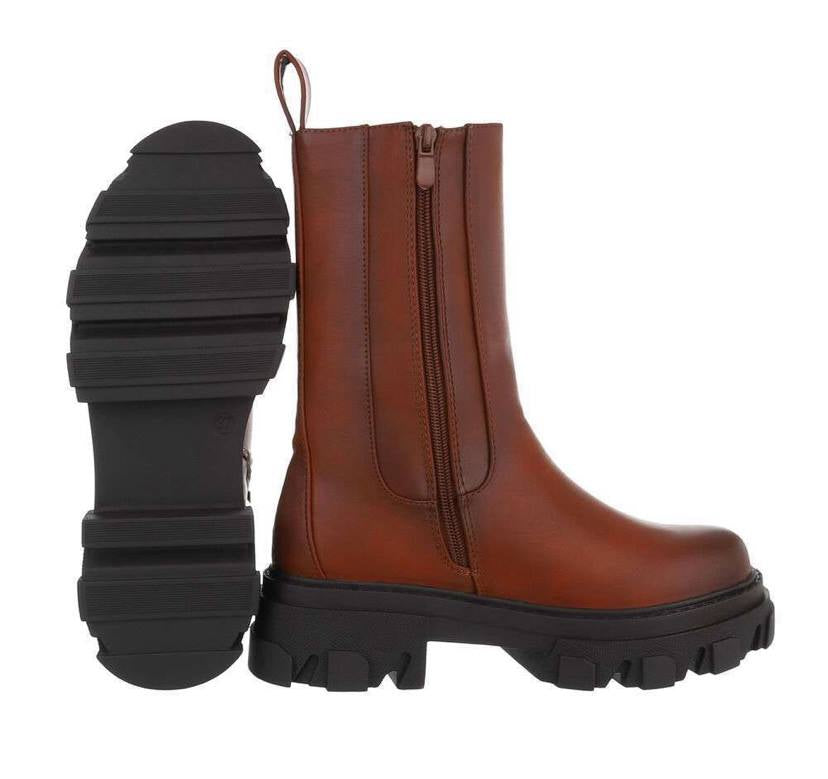 Skór koníaksbrún boots F13-38