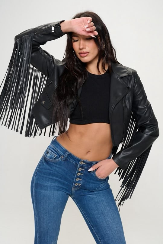 Cropped Biker Fringe Jakki
