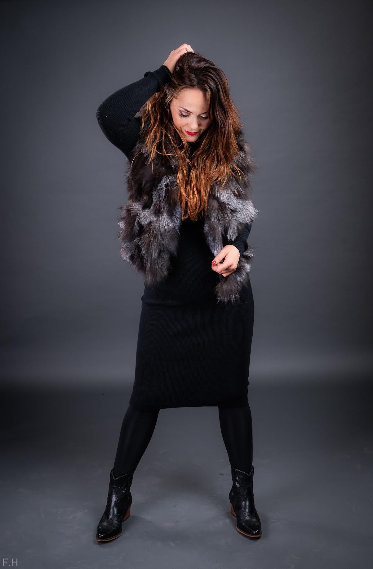 París vesti silfur refur/leður brúnt