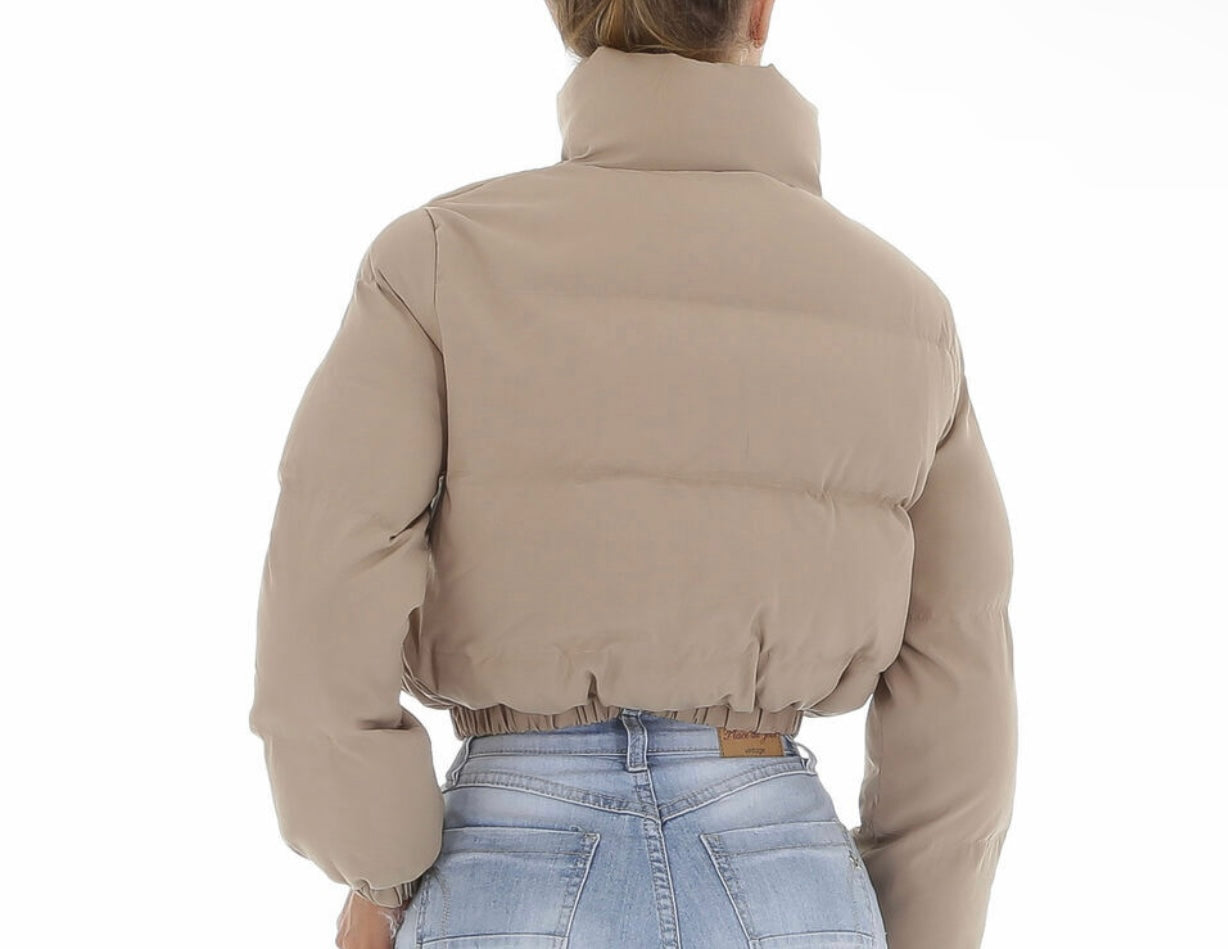 Bomber Cropped Jacket Beige