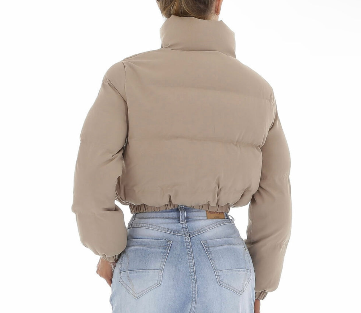 Bomber Cropped Jacket Beige