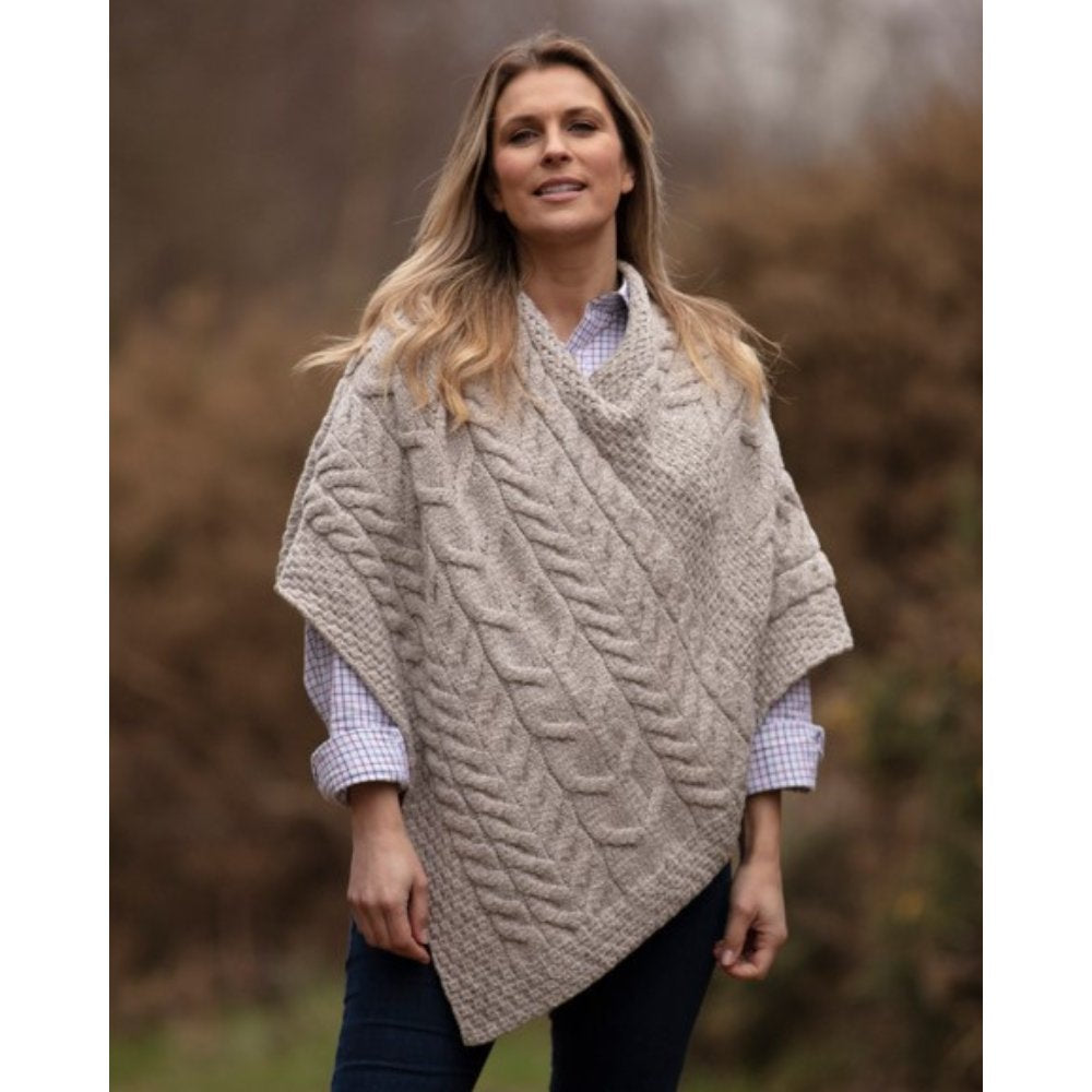 Walker and Hawkes Merino Ullar Poncho Stone Central Iceland