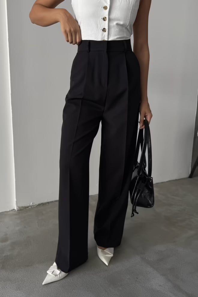 Valentina High Waist Tapered Carrot Pants Black