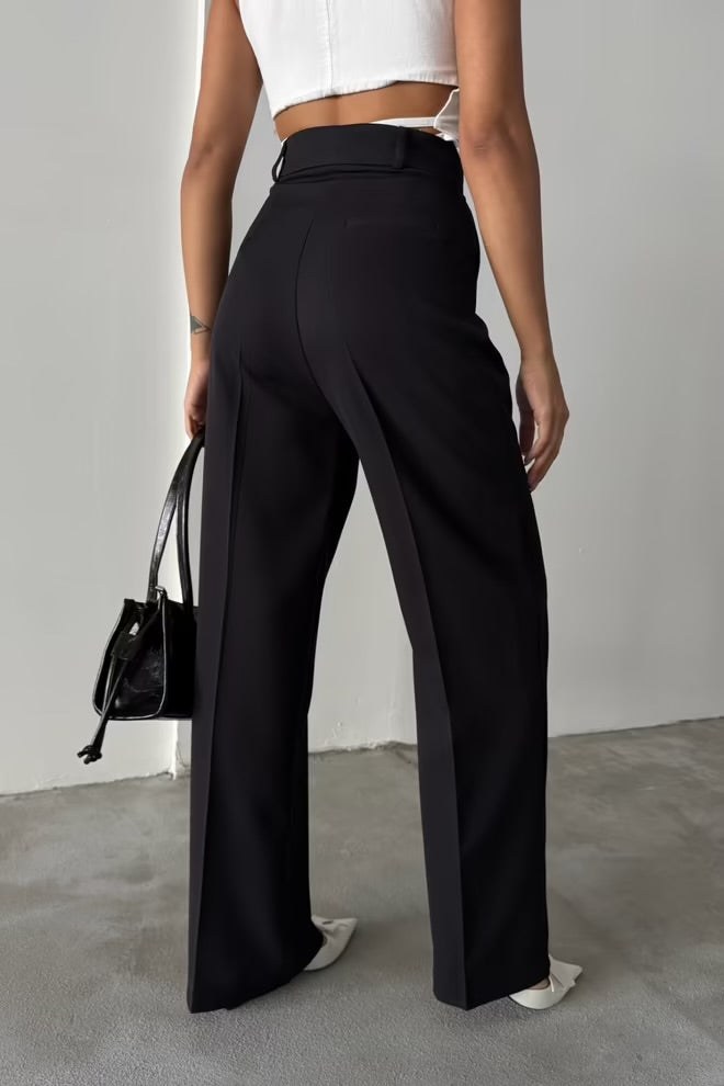 Valentina High Waist Tapered Carrot Pants Black