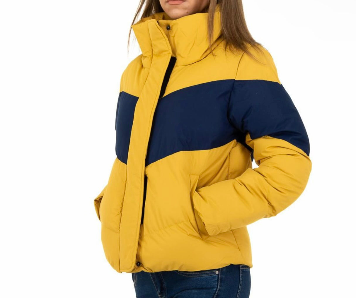 Winter Coat Navy and Yellow