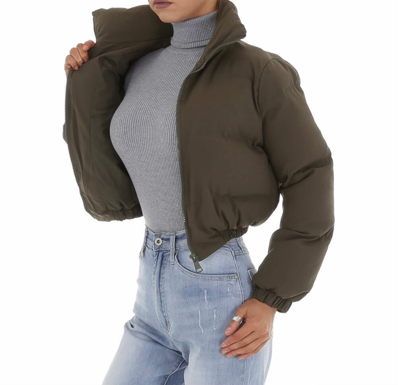 Bomber Cropped Jacket Kakhi Central Iceland
