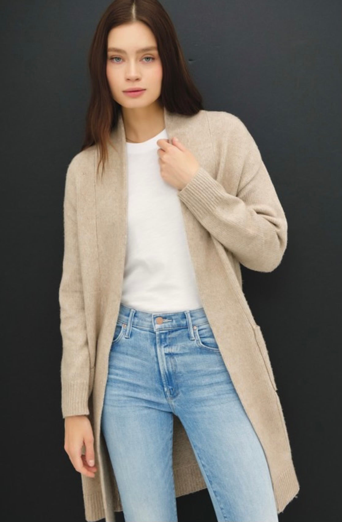 Peysa Síð Beige 64237