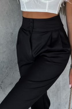 Buxur Cyrus Svartar Satin