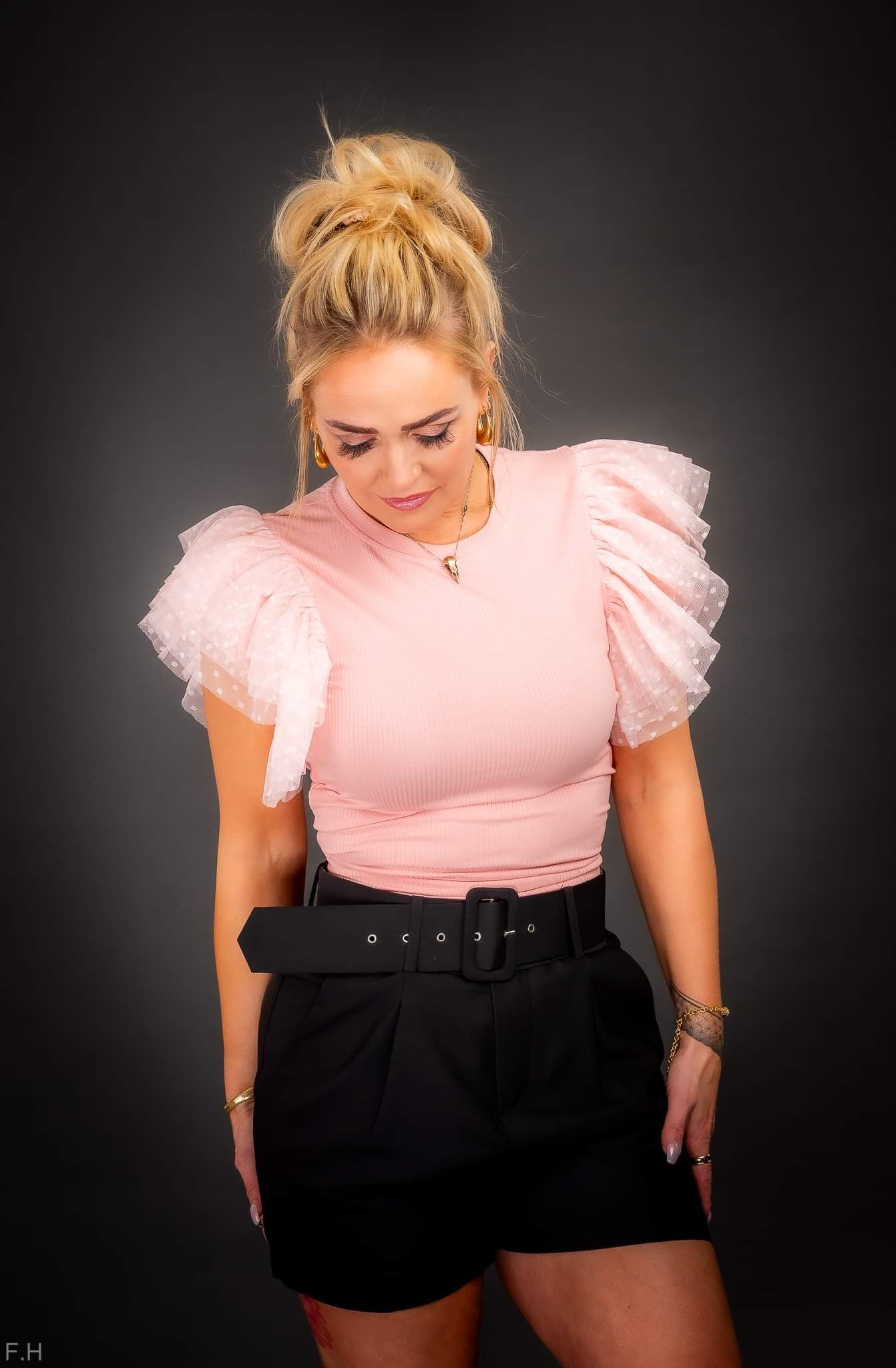 Toppur m/púff ermum Pink