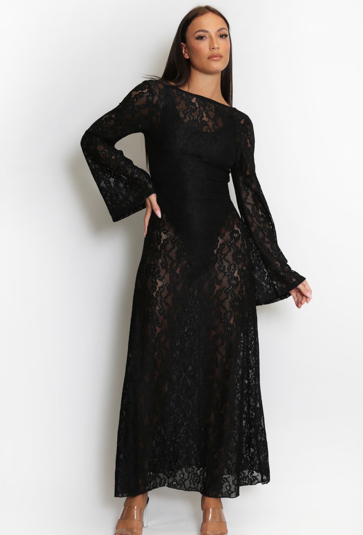 Kjóll Michell Mesh Lace Midi Dress 15681 Central Iceland