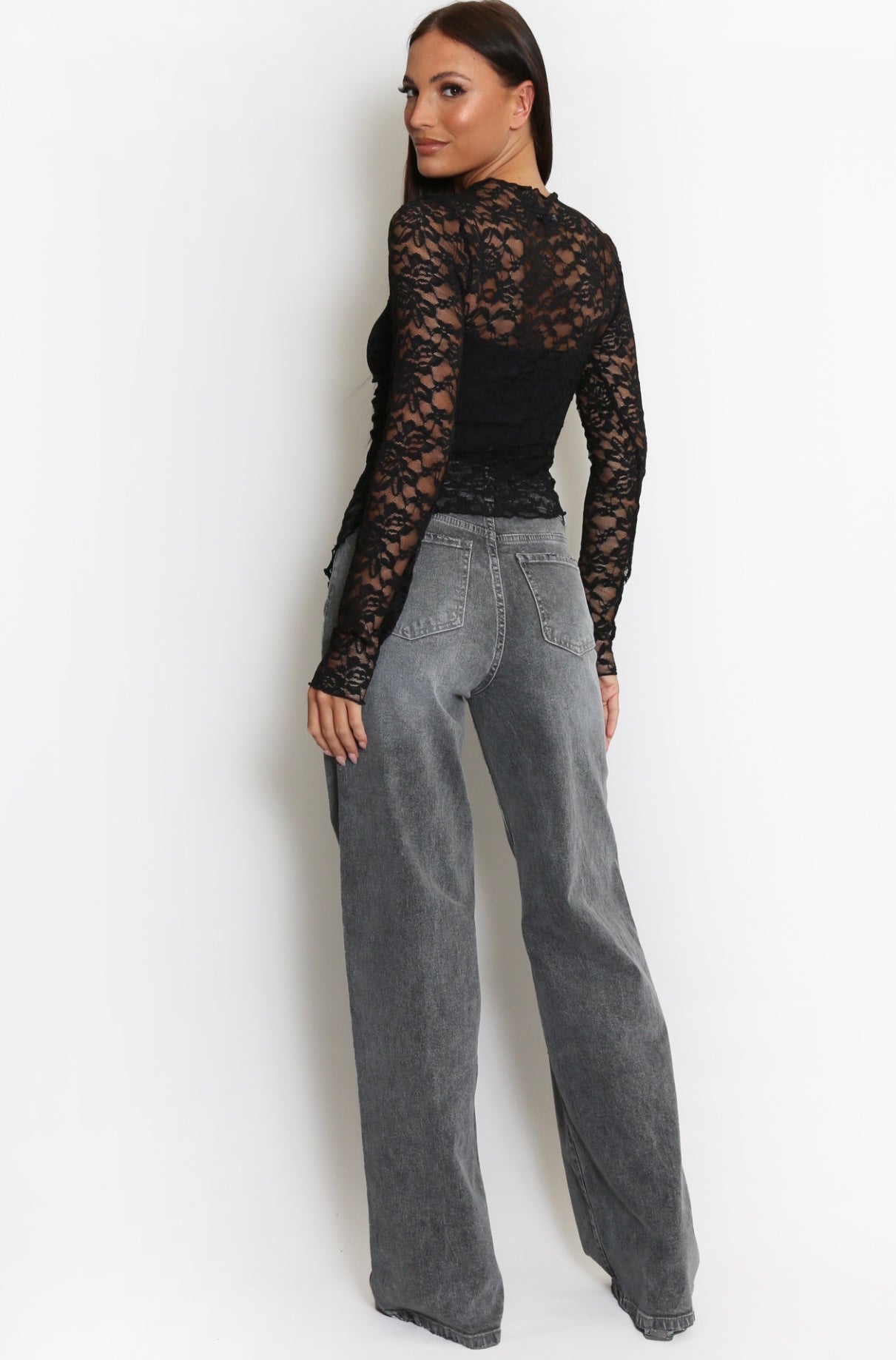 Toppur Anne Lace Long Sleeve Black