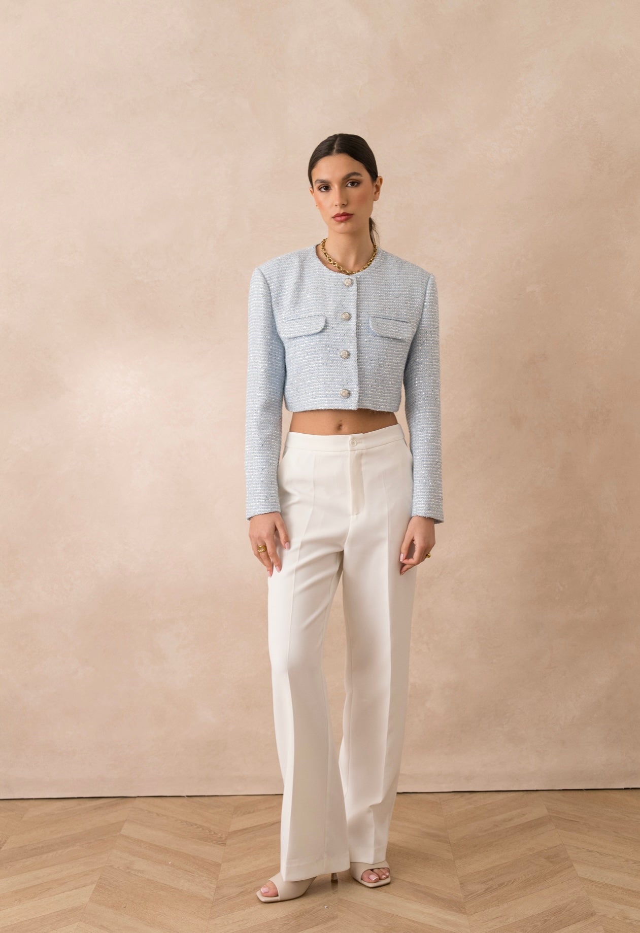 Blazer Sophia Tweed cropped Blue