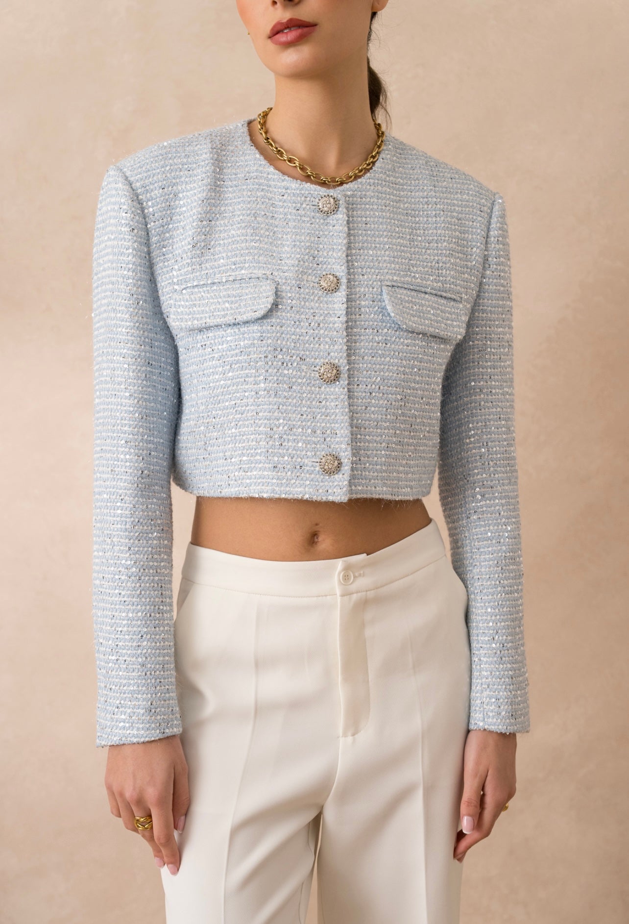 Blazer Sophia Tweed cropped Blue