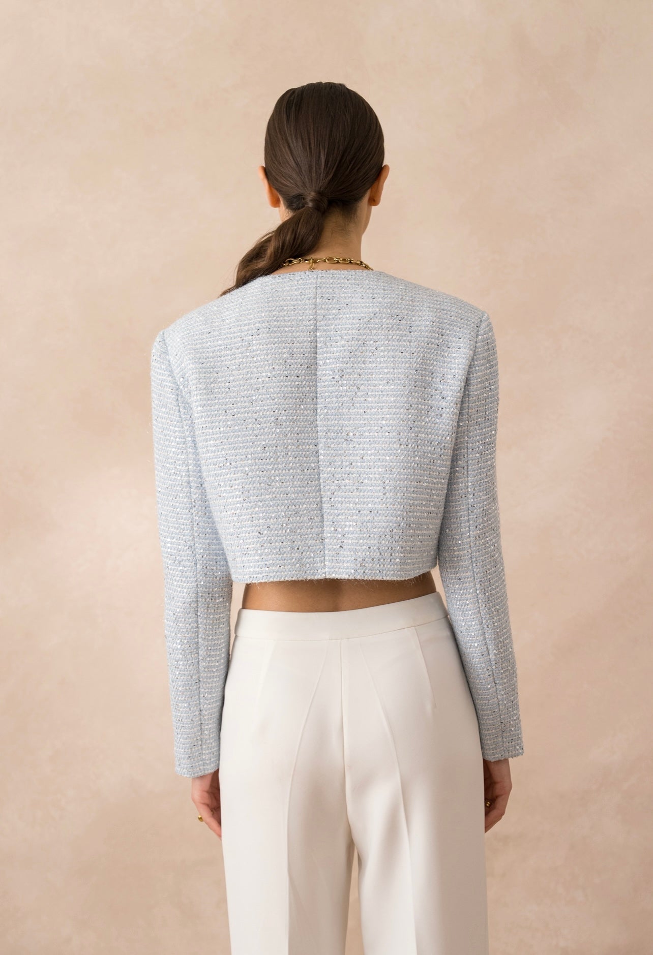 Blazer Sophia Tweed cropped Blue Central Iceland