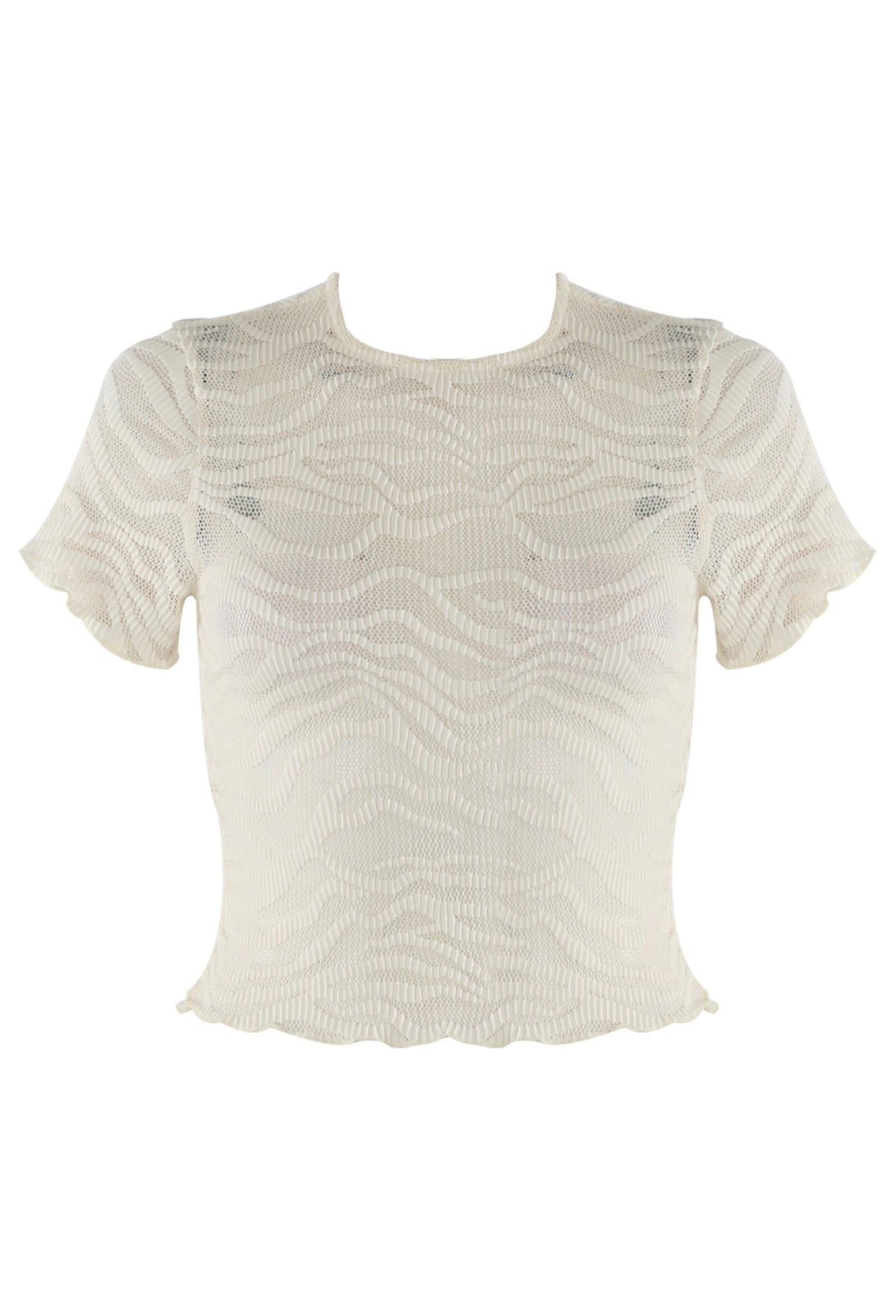 Megan Mesh Crop Top White