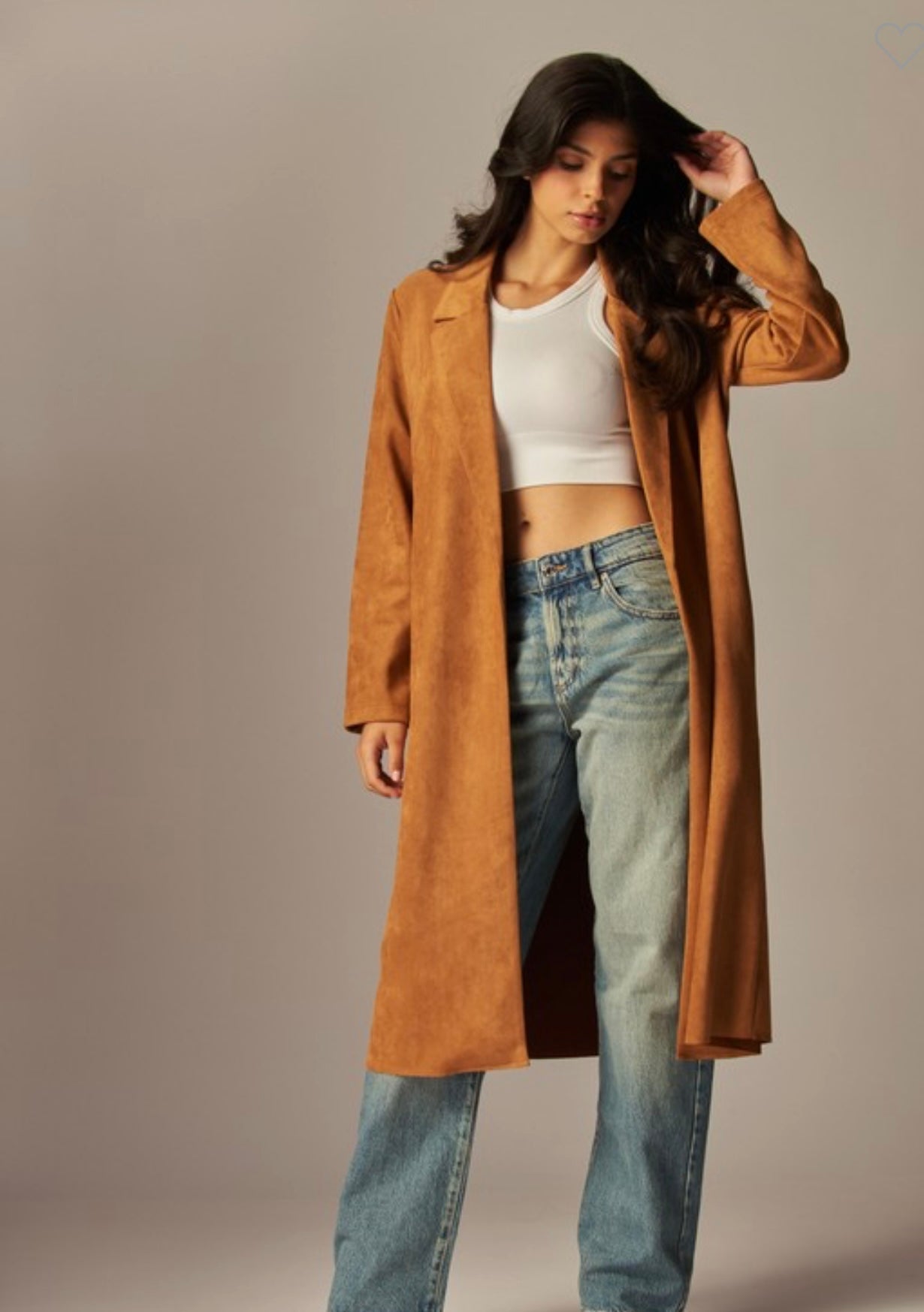 Vegan Suede Trenchcoat Camel