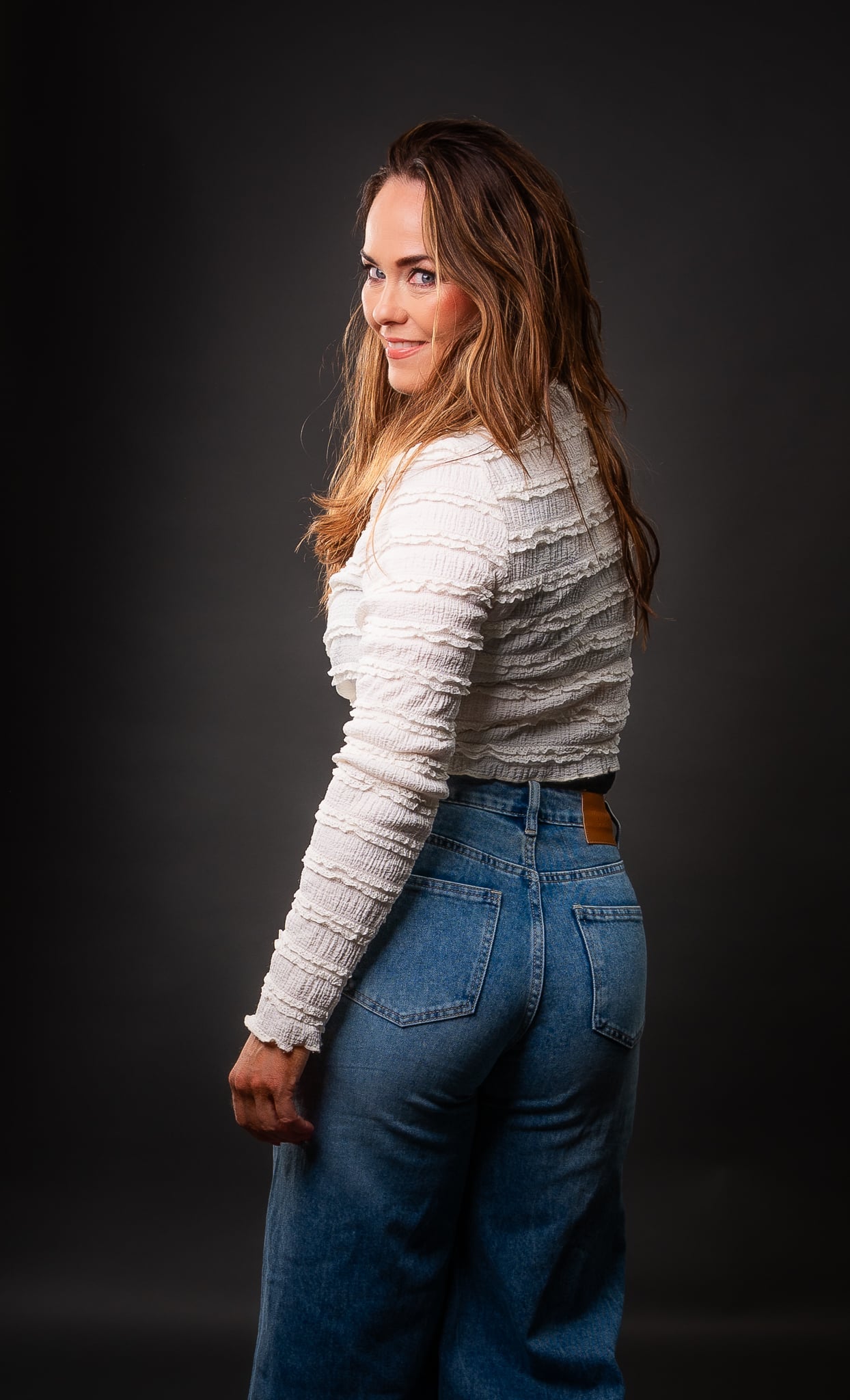 Textured Long Sleeves Crop Top Beige