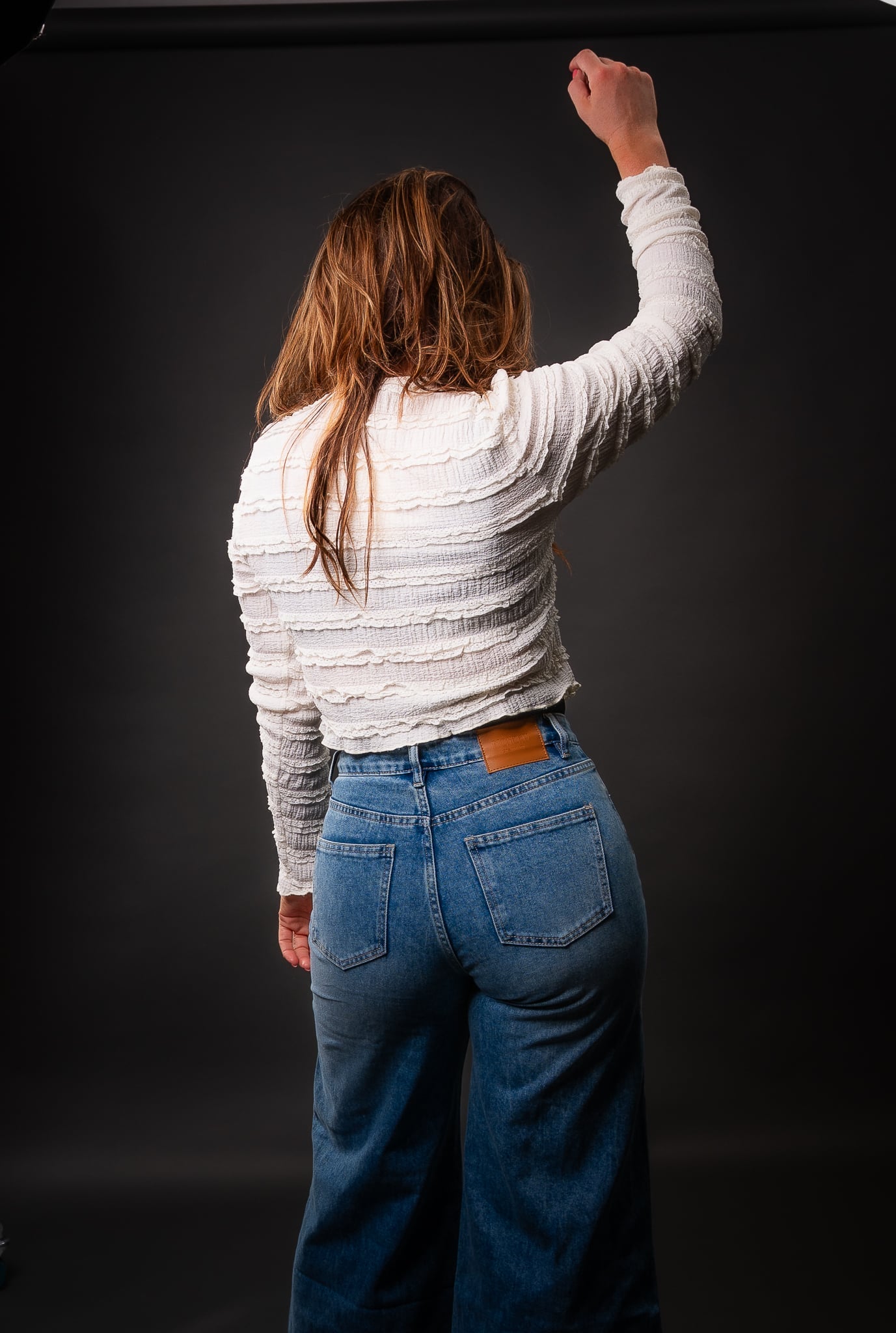 Textured Long Sleeves Crop Top Beige