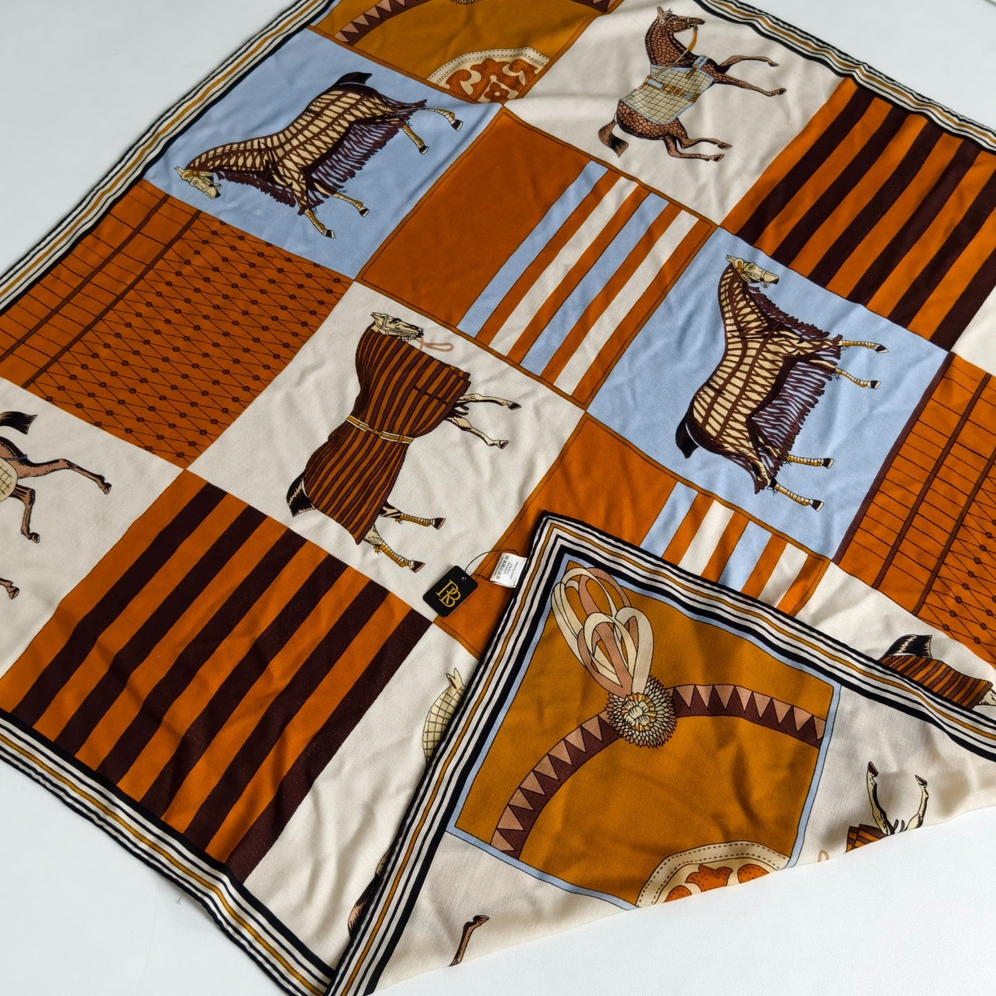Royal Horse Scarf Orange/Beige/Blue