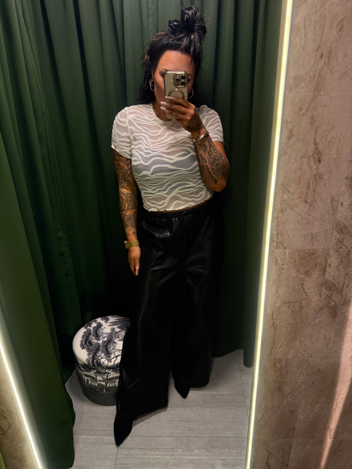 Megan Mesh Crop Top White 23008-2