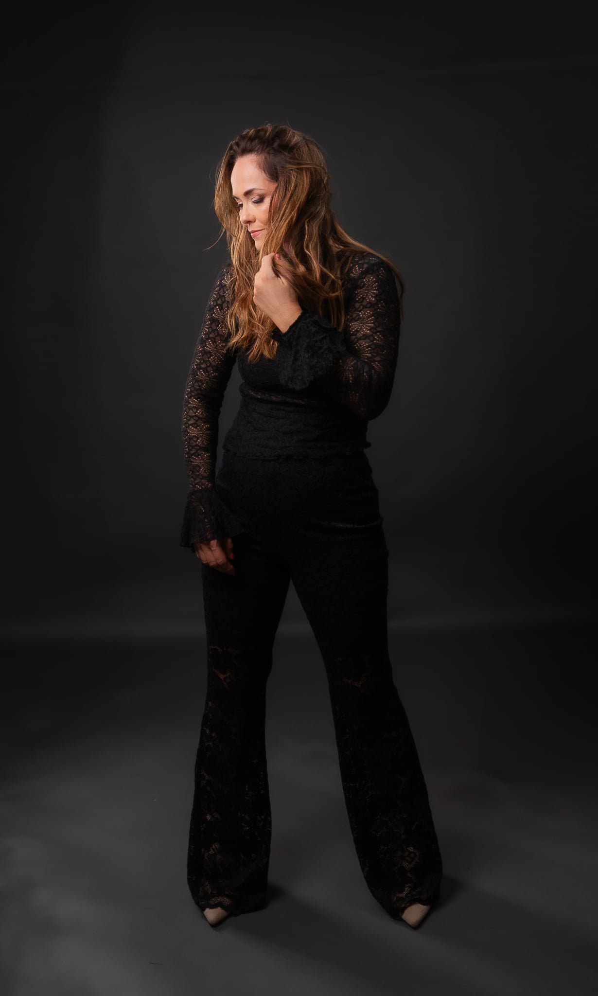 Buxur Flower Lace Flare Black 7227