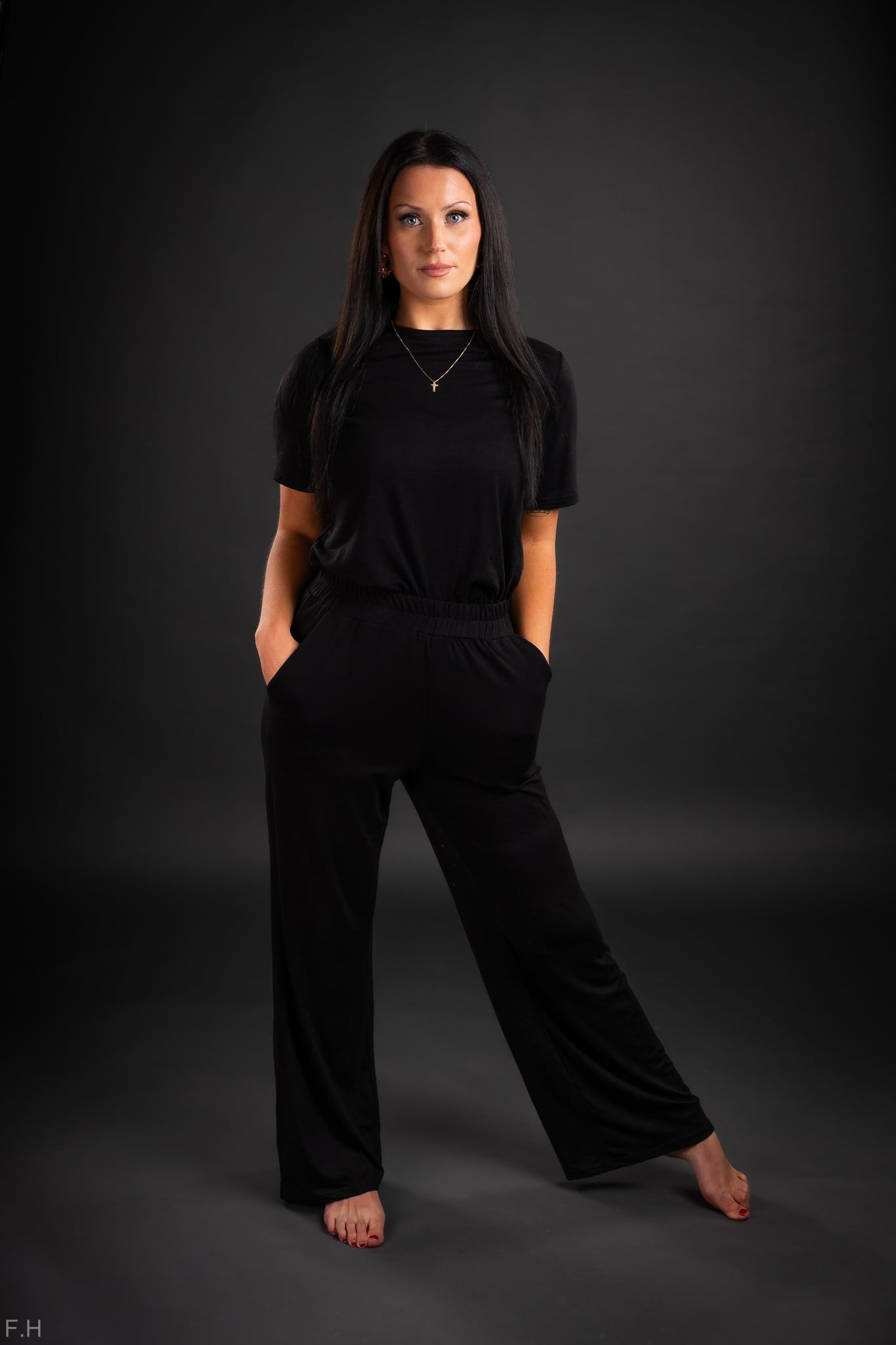 KósýGalli ! Black T Shirt 2pcs Wide Leg Pants