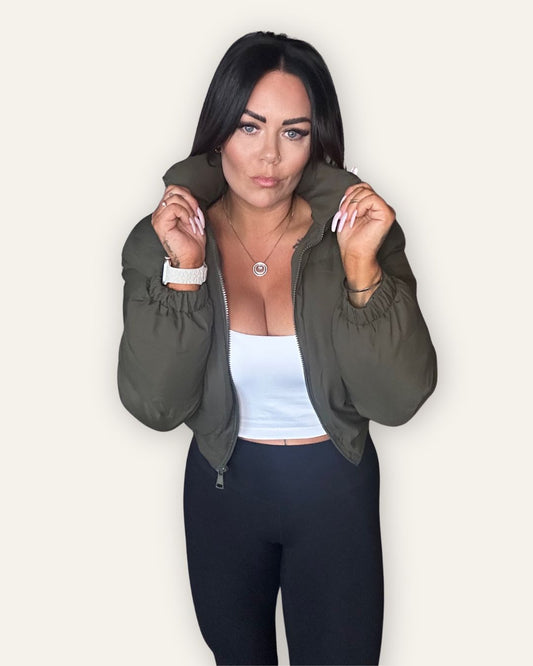 Bomber Cropped Jacket Kakhi