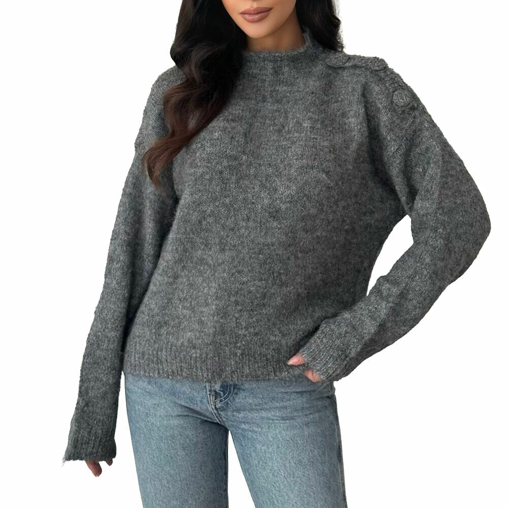 Haley peysa Grey m/hnöppum