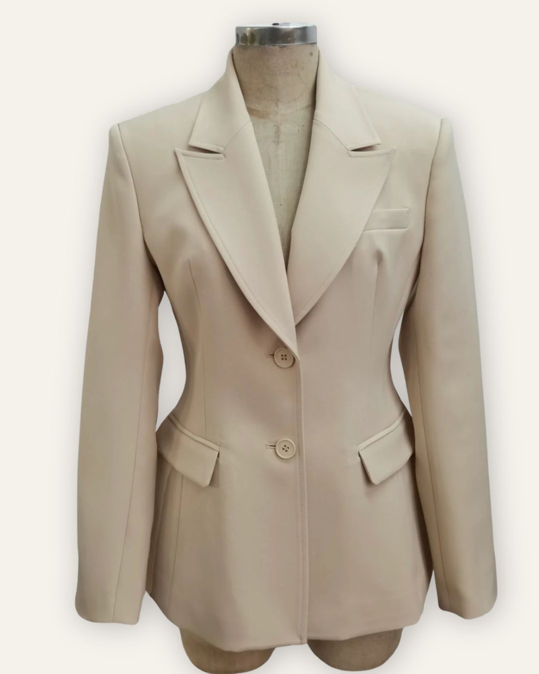 Blazer Beige Two Button Fitted V-2597 Central Iceland