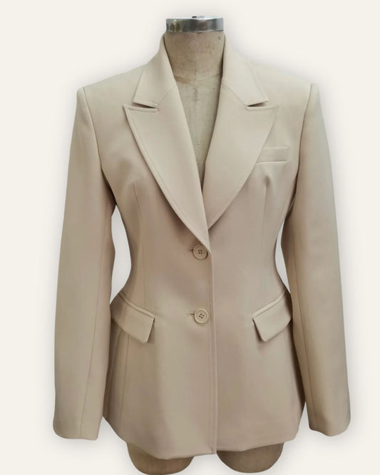 Blazer Beige Two Button Fitted V-2597