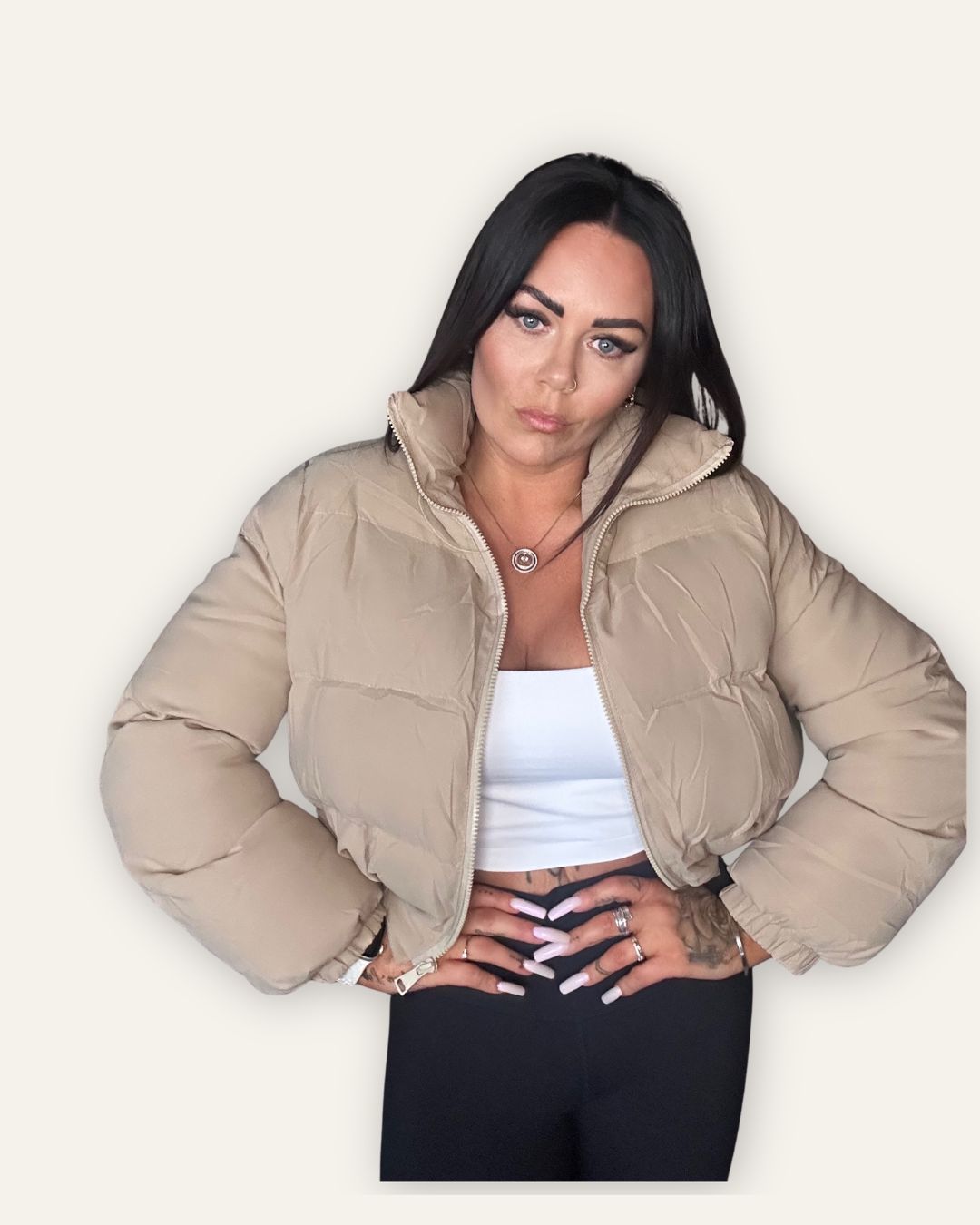Bomber Cropped Jacket Beige Central Iceland