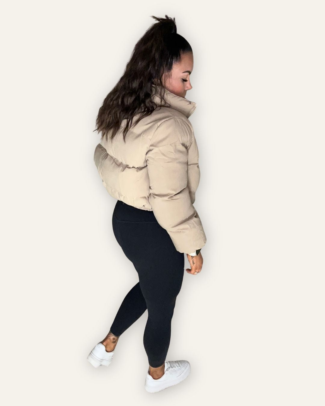 Bomber Cropped Jacket Beige Central Iceland