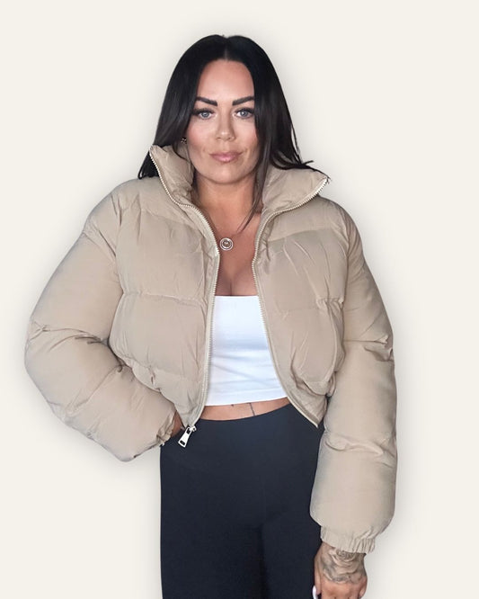 Bomber Cropped Jacket Beige