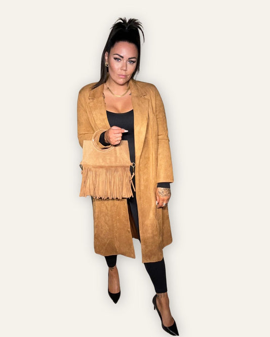 Vegan Suede Trenchcoat Camel