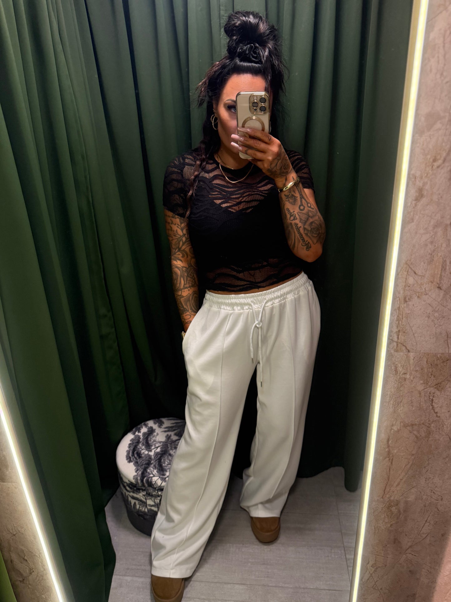 Megan Mesh Crop Top Black 23008-2 Central Iceland