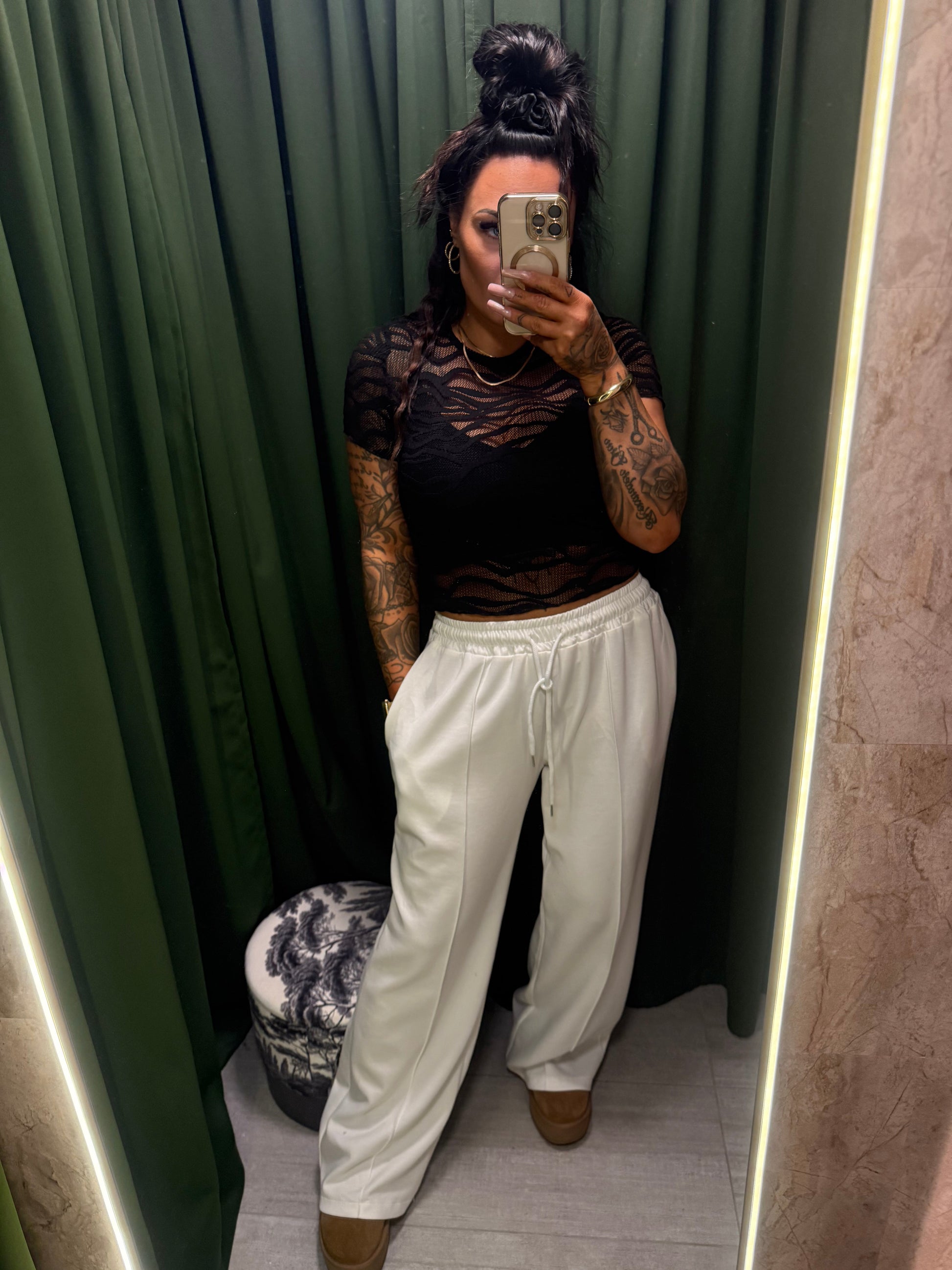 Megan Mesh Crop Top Black 23008-2 Central Iceland