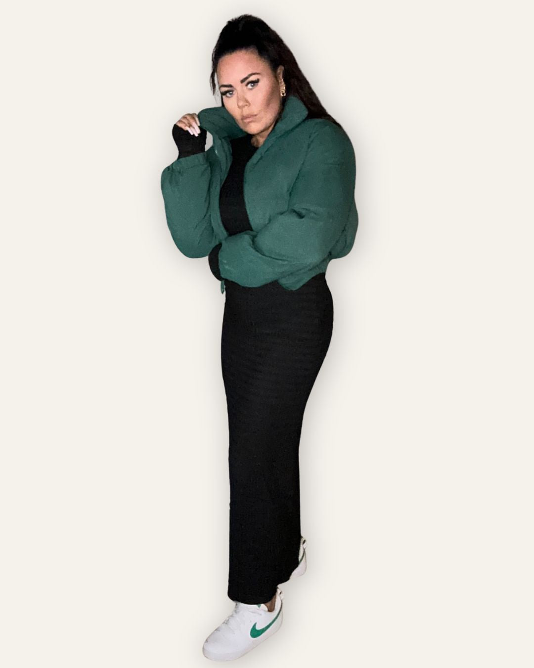 Bomber Cropped Jacket Green Central Iceland