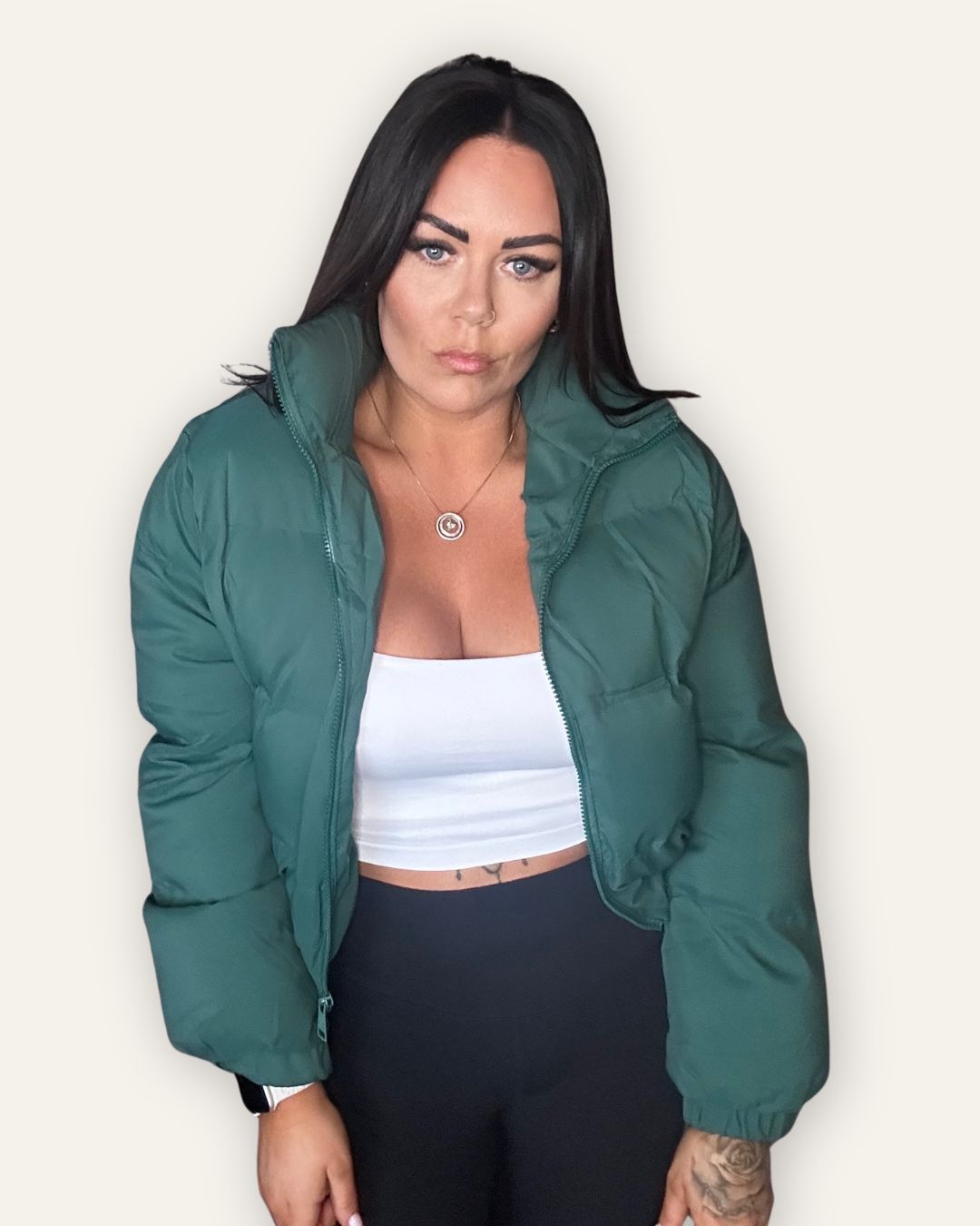 Bomber Cropped Jacket Green Central Iceland